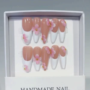 European and American French 3D Wave Texture Flower Wearable Detachable False Nails Finished Product