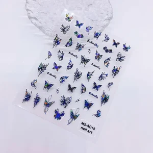 Exquisite Design Punk Style 3D Butterfly Pattern Shiny Thin Waterproof Non-Toxic Art Nail Decal Sticker Wraps Adhesive Nail