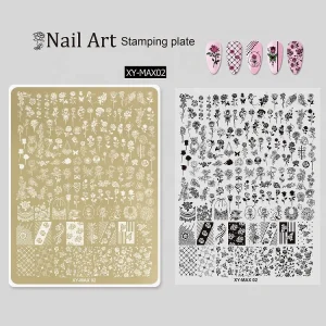 Extra Large Butterfly Bow Lace Gold Stencil Nail Printing Stainless Steel Plate Nail Art Stamping Plates Mold