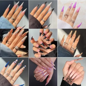 Extra Long Coffin Oval Almond French Square Salon False Nails Nail Art Tips