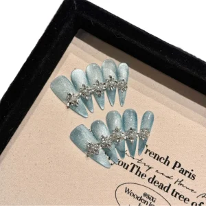 Extra Long Luxury Acrylic Press-On Nails 10pcs Handmade Square False Gel Fingernails Custom Artificial Fingernails