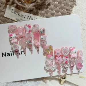 Extra Long Stiletto Square Custom Press on Nails Candy Cartoon Spicy Girl Handmade Press on Nails