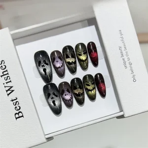 Eye Gothic Spooky Hand Painted Detachable Short Tips Acrylic High Quality Handmade Press on Nails