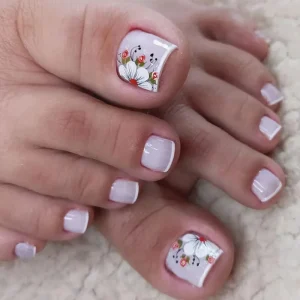 F055 24pc Box Designer Short False Tip Press on Toenails Toe Press on Custom Press on ToeNails