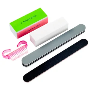 FOCSTAR 5 in 1 Manicure and Pedicure Kit Disposable Set with EVA Nail Files Buffers Brush Made of Durable Plastic (BT5013)