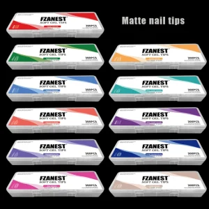 FZANEST 300pcs Matte Short Square Soft Nail Tips DIY Full Cover Time saving Press on Nail Art Extension Artificial Fingernails