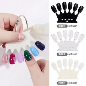 Factory 10pcs False Nail Tips Display Oval Crown Nail Polish Gel Stand Acrylic Chart Palette with Ring for Practice Showing Tool
