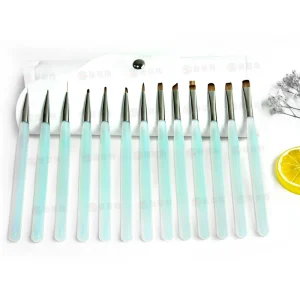 Factory Acrylic Brush Art Nail Brushes Custom Logo Transparent Handle Nylon Hair Professional Nail Brush for Nails