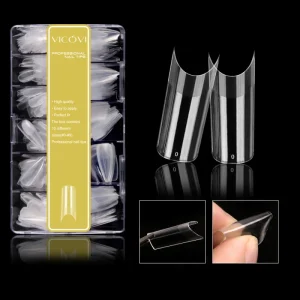 Factory Acrylic Half Matte c Cover Shape clear French square Crystal extra Artificial False Nail Tips for Nail Salon