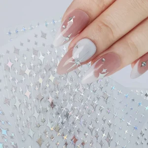 Factory Adhesive Star Nail Stickers Decoration Silver Stars Nails Stickers French Japanese Art Sticker