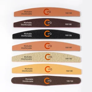 Factory Crescent Flexible Nail Buffer Half Moon Double Sided Custom Logo Straight Washable Sponge Nail File