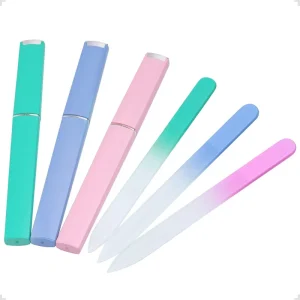 Factory Custom LOGO Crystal Mini Nail Buffer Block Profesional Nano Glass Nail File Set With Case