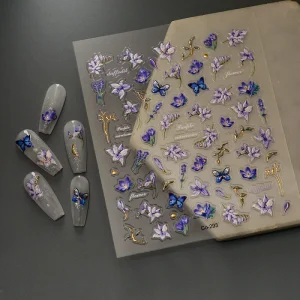 Factory Direct 5d Flower Nail Art Sticker for Manicure Decoration Nail Art Salon and Beauty