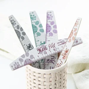 Factory Direct Double Sided Emery Manicure Grinding Sand Strip Half Moon Shaped Colorful Printed Wooden 100 180 Grit