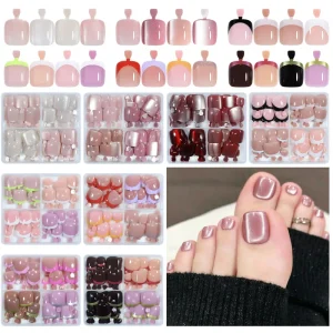 Factory Direct Fashion Multi Design Press On Toenails 12 Sizes ABS Material Easy to Apply for Party and Daily Nail Art Use