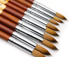 Factory Direct Kolinsky Hair Handle Nail Brush Set UV Gel Carving Pen Black Different Sizes Professional DIY Nail