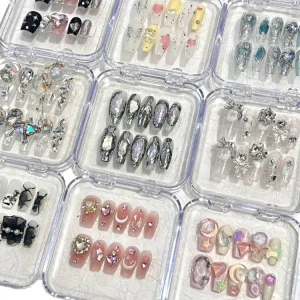Factory Direct Pre Designed Square Almond Shape Acrylic Press On Nails for Finger Application Discount Sale