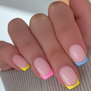 Factory Direct Sales 24pcs Color Shorts Press on Nails Fashion Simple square Shape Full Cover Press on Nail