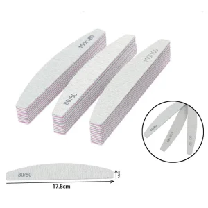 Factory Direct Sales Custom LOGO Emery Double Sided 100 180 Grits Half Moon EVA Nail File for Nail Polishing and Shaping