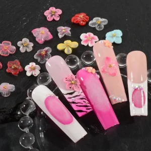 Factory Direct Sales of DIY Nail Art Accessories Handmade Resin Colored Flower Nail Decorations 30 Pcs set