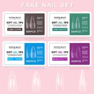 Factory Directly 504pcs Clear Full Cover Coffin Acrylic Nails Tip Acrylic Press on Nails Clear Acrylic Nail Tips