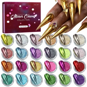 Factory Fashion Nail Powder Kit Aurora Pearl Mirror Chameleon Chrome Pigment High Gloss Opal Laser Shades for Salon Nail Art DIY