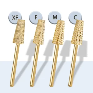 Factory Gold 6.6mm Large Tapered Barrel Nail Bit Carbide Manicure Nail Tools 3/32″ for Nail Electric File