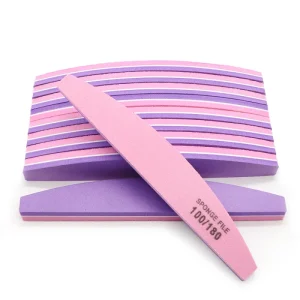 Factory Half Moon Sponge Nail Files Durable Emery Board 100 180 Grit Washable Double Sided Sanding Nail Buffer File