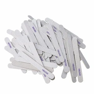 Factory High Quality Double Side Thin Slim Wood Nail Files Long Strip Wooden Foot File 100 180 Nail Files 180 240