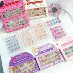 Factory Kids Press on Nails Custom Logo Children False Nails 24pcs Cartoon Pre glued Safe Nails for Girls