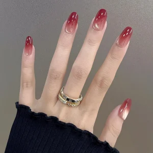 Factory Luxury False Nails Salon Luxury Almond Shape Press On Nails Artificial Fingernail French Acrylic Nails