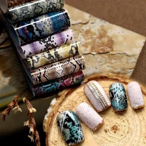 Factory Plastic Nail Transfer Foils 10 Designs Mix Design Easy Apply Nail Art Stickers Guangdong DZ143