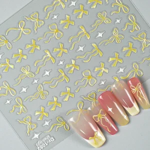 Factory Price Mixed Multicolor Holographic Bow Nail Stickers Self-Adhesive Cute Nail Art Decals for DIY Manicure