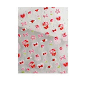 Factory Price Pink Heart Cartoon Bunny Brown Semi Cured Gel Nail Wraps Beal Art Sticker Decals for Nails