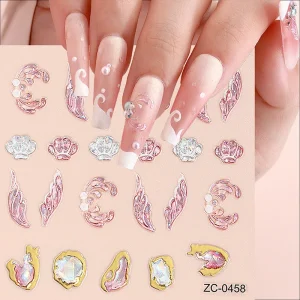 Factory Price Thin Heart Plastic 5D Embossed Drill Proof Nail Sticker Supplier BPA Free Waterproof Nail Art Designs