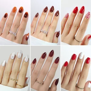 Factory Prices Holiday Nails Luxury Almond Square Oval False Fake Nails Set Printing Soft Gel Press on Nails Bulk