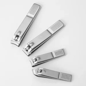 Factory Professional Stainless Steel Finger Nail Clippers Silver Custom Logo Flat Beveled Curved Design Durable Wide