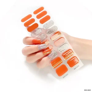 Factory Supplier New Design Nail Art Gel Nail Wraps Polish Strips 3D Semi Cured Gel Nail Sticker With UV Lamp