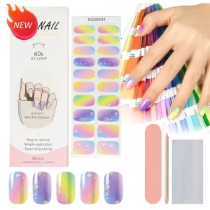 Factory Supplier New Gel Nail Stickers Self Adhesive Semi Cured Gel Nail Polish Strips