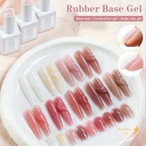Factory Supplier Salon Grade Long Lasting Nude Colors Durable Rubber Base Gel Self Leveling UV LED Nail Gel