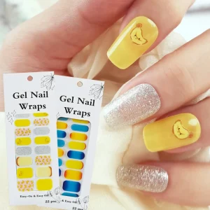 Factory Supplies French No UV Gel Nail Wraps Gradient Glitter No Light Full Cover Fake Nails Tips Accessories
