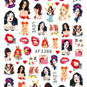 Factory Supply 3D Nail Decorations Halloween Red Lip Valentine Art Design Cartoon Nail Stickers for Stylish Nail Art