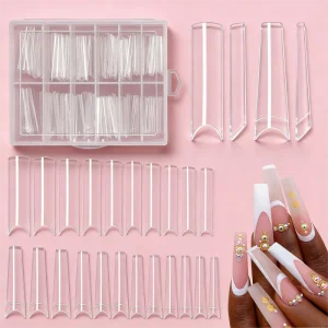 Factory XXL Extra Long Coffin Shape C Curve Half Cover Acrylic Nail Tips Straight Square Design for Finger Nail Art Extension