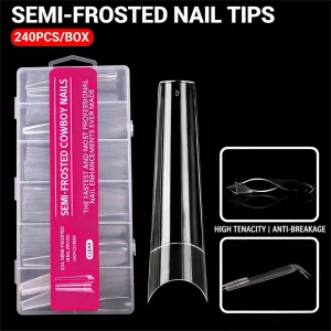 Factory XXL Soft Gel Tips Lengthened Half Matte French Coffin Ballerina Square Stiletto Acrylic Nails Artificial Design Fingers