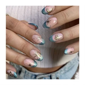 Fake Nails Detachable Oval Press on Nails Wearable Fake Nail Tips With Design Full Cover Artificial Fingernails