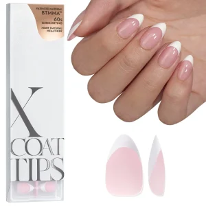 Fake Nails Short Almond Full Cover Pink French Tip Soft Gel 160pcs X Coat Tip Press on Nails Bulk