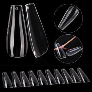 False Acrylic Nail Tips 500pcs Stiletto Sharp Nail Tips French Acrylic Nail Coffin Tips in Box Plastic 2colors Optional
