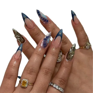 False Artificial Fingernail ABS Full Cover Private Label Nails Vendor Luxury 24 Pcs Design Reusable Almond Stiletto