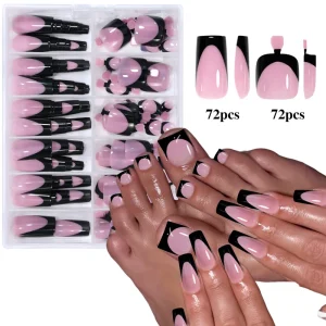 False Artificial Nails 144pcs Mixed Pack Short Square Ballerina Coffin Nail Tips Toe and Finger Press on Nails