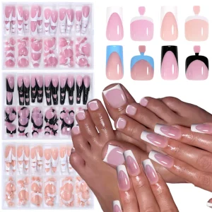 False Artificial Nails 144pcs Mixed Pack Short Square Ballerina Coffin Nail Tips Toe And Finger Press on Nails